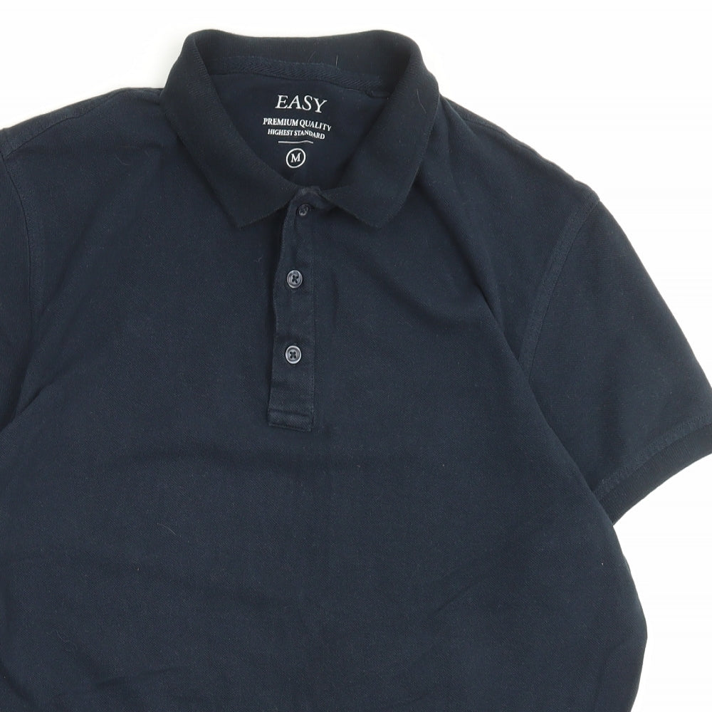 Matalan Mens Blue Cotton Polo Size M Collared Button