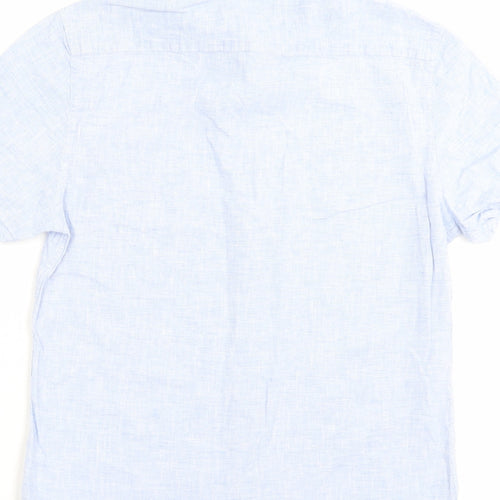Topman Mens Blue Cotton Button-Up Size S Collared Button - Pocket Detail