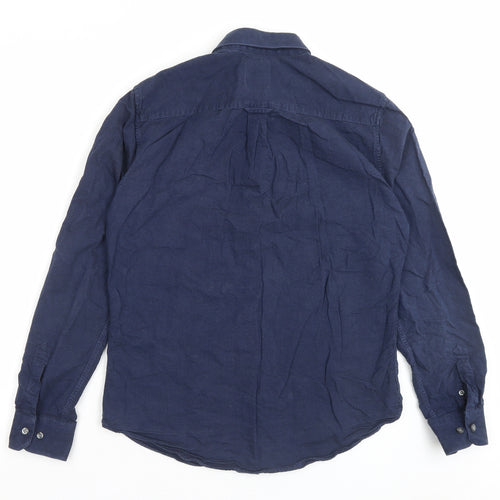 Burton Mens Blue Cotton Button-Up Size M Collared Button