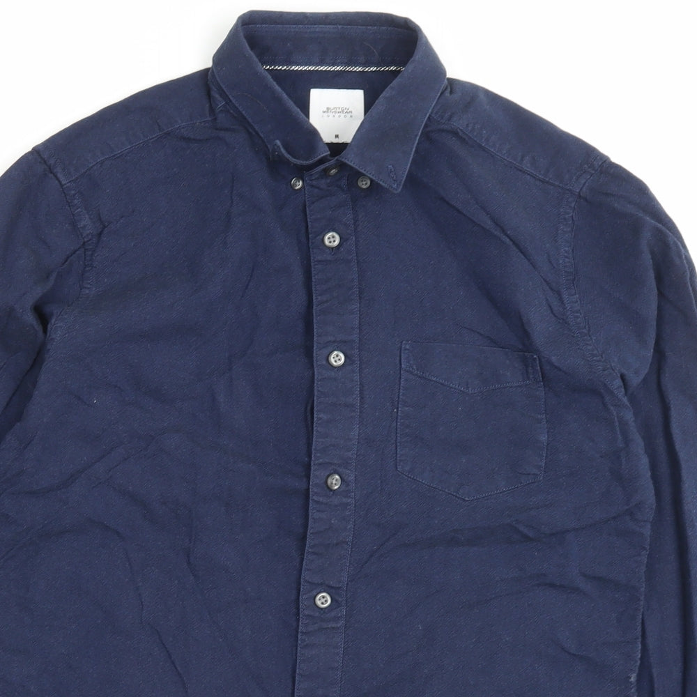 Burton Mens Blue Cotton Button-Up Size M Collared Button