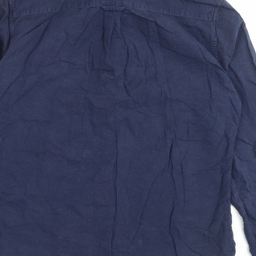 Burton Mens Blue Cotton Button-Up Size M Collared Button