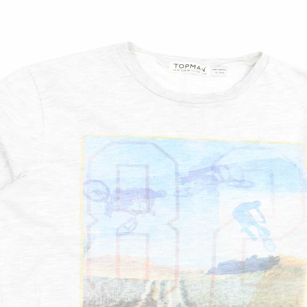 Topman Mens Grey Cotton Pullover Sweatshirt Size M