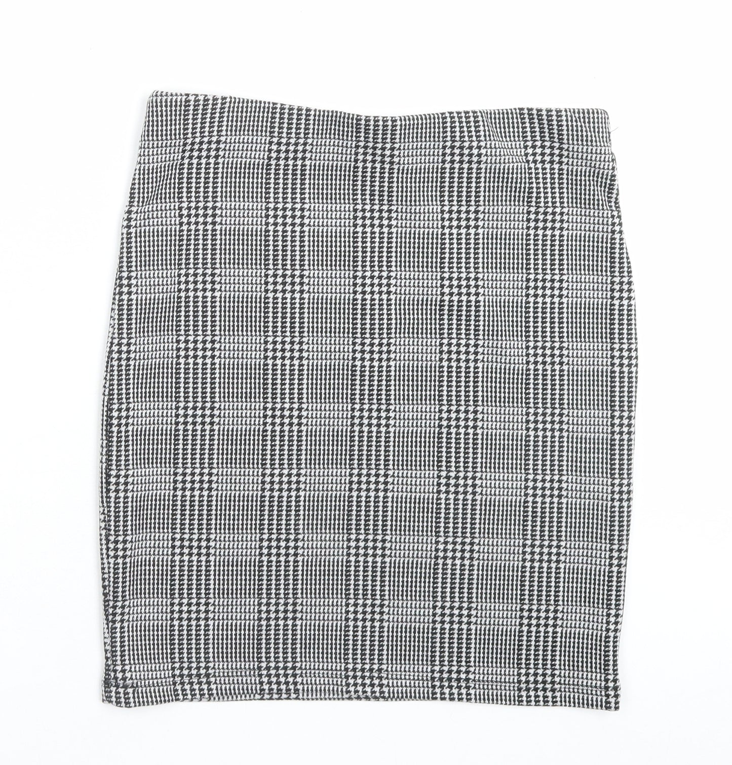 New Look Womens Grey Plaid Polyester A-Line Skirt Size 10