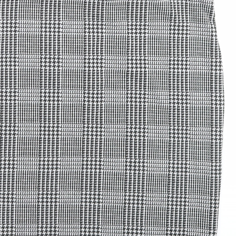 New Look Womens Grey Plaid Polyester A-Line Skirt Size 10