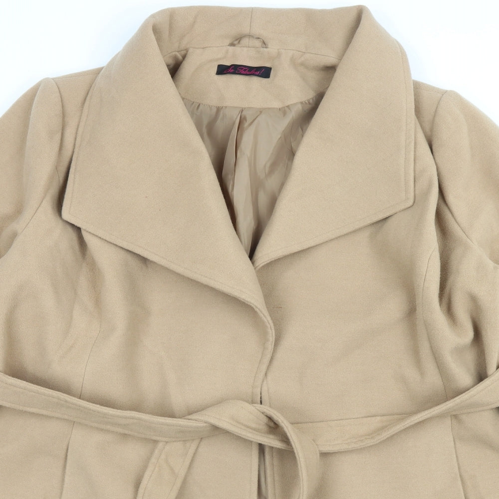 So Fabulous Womens Beige Trench Coat Coat Size 24 Tie