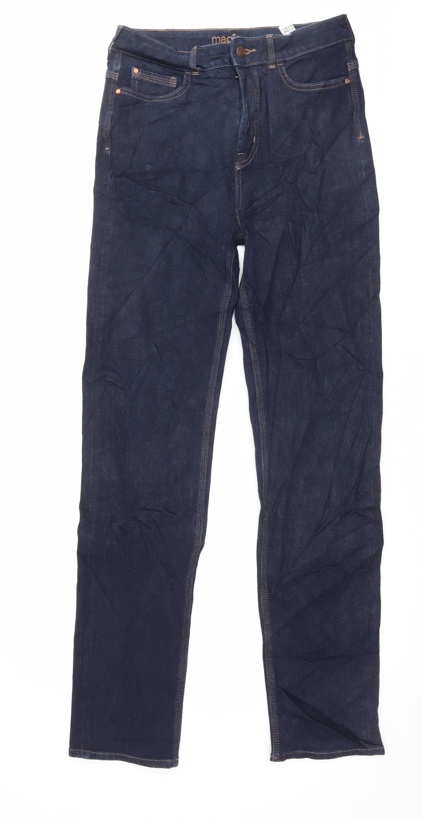Marks and Spencer Womens Blue Cotton Straight Jeans Size 12 L33 in Regular Button