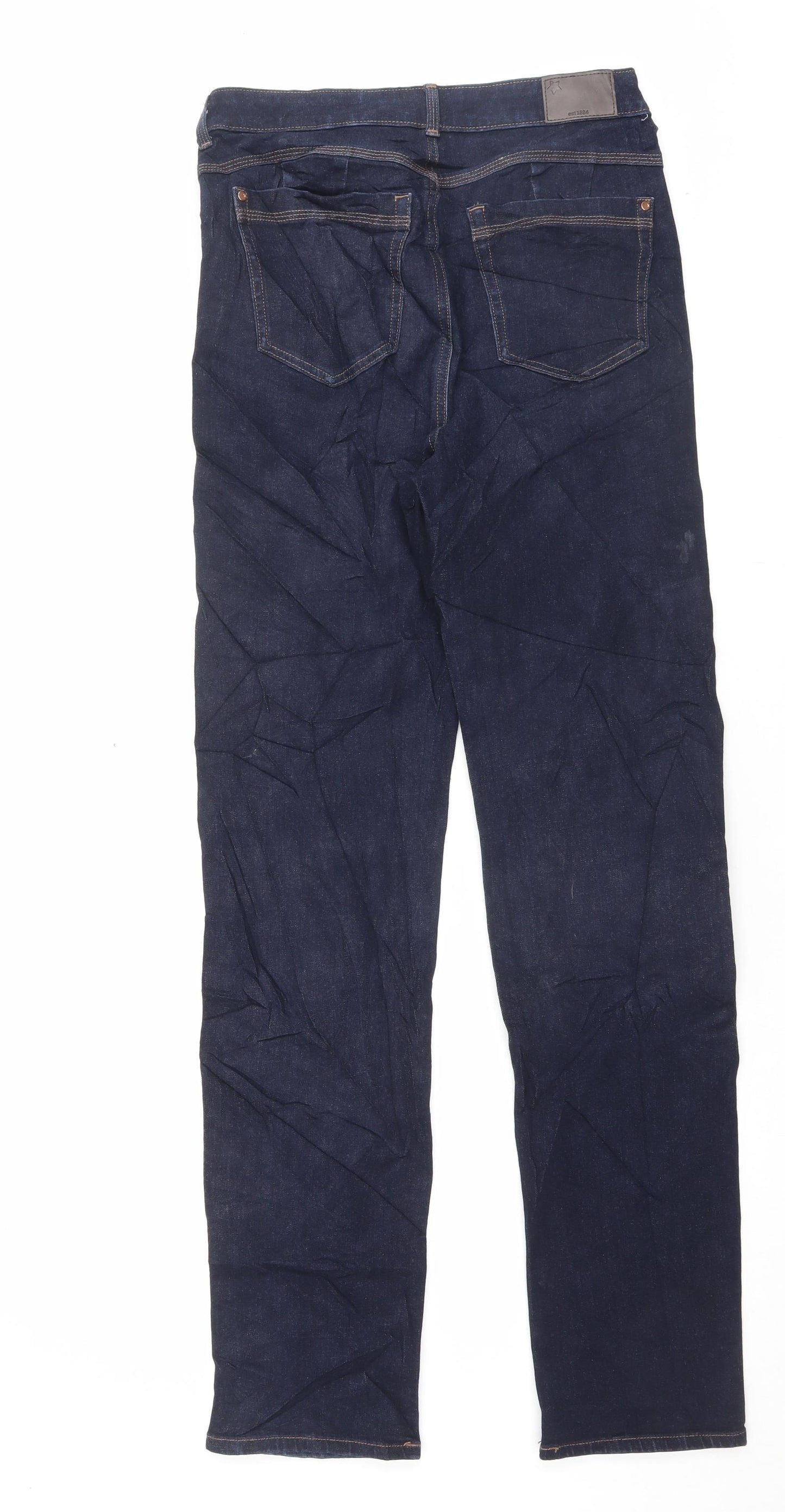 Marks and Spencer Womens Blue Cotton Straight Jeans Size 12 L33 in Regular Button