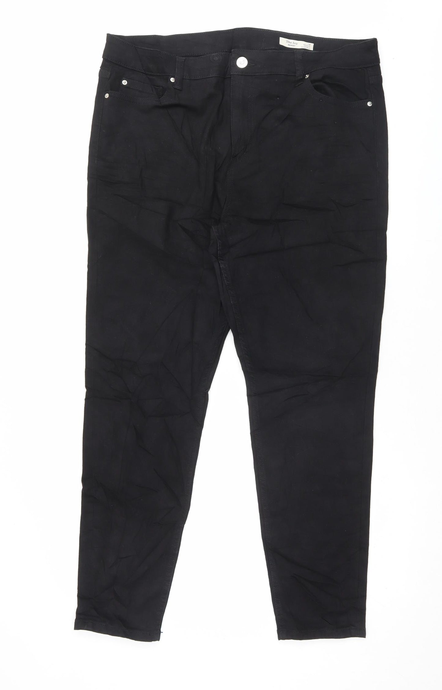 Marks and Spencer Womens Black Cotton Skinny Jeans Size 18 L28 in Regular Button