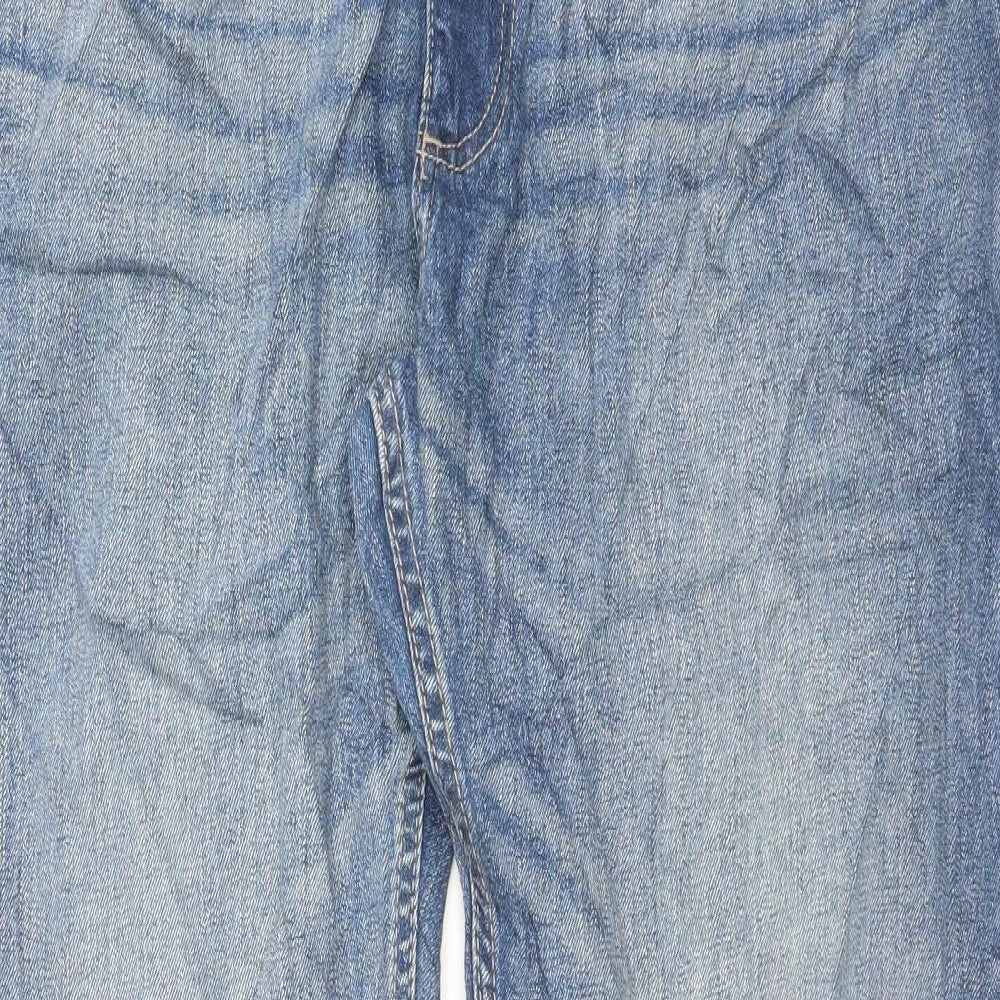 Marks and Spencer Mens Blue Cotton Straight Jeans Size 40 L33 in Regular Button - Long Leg