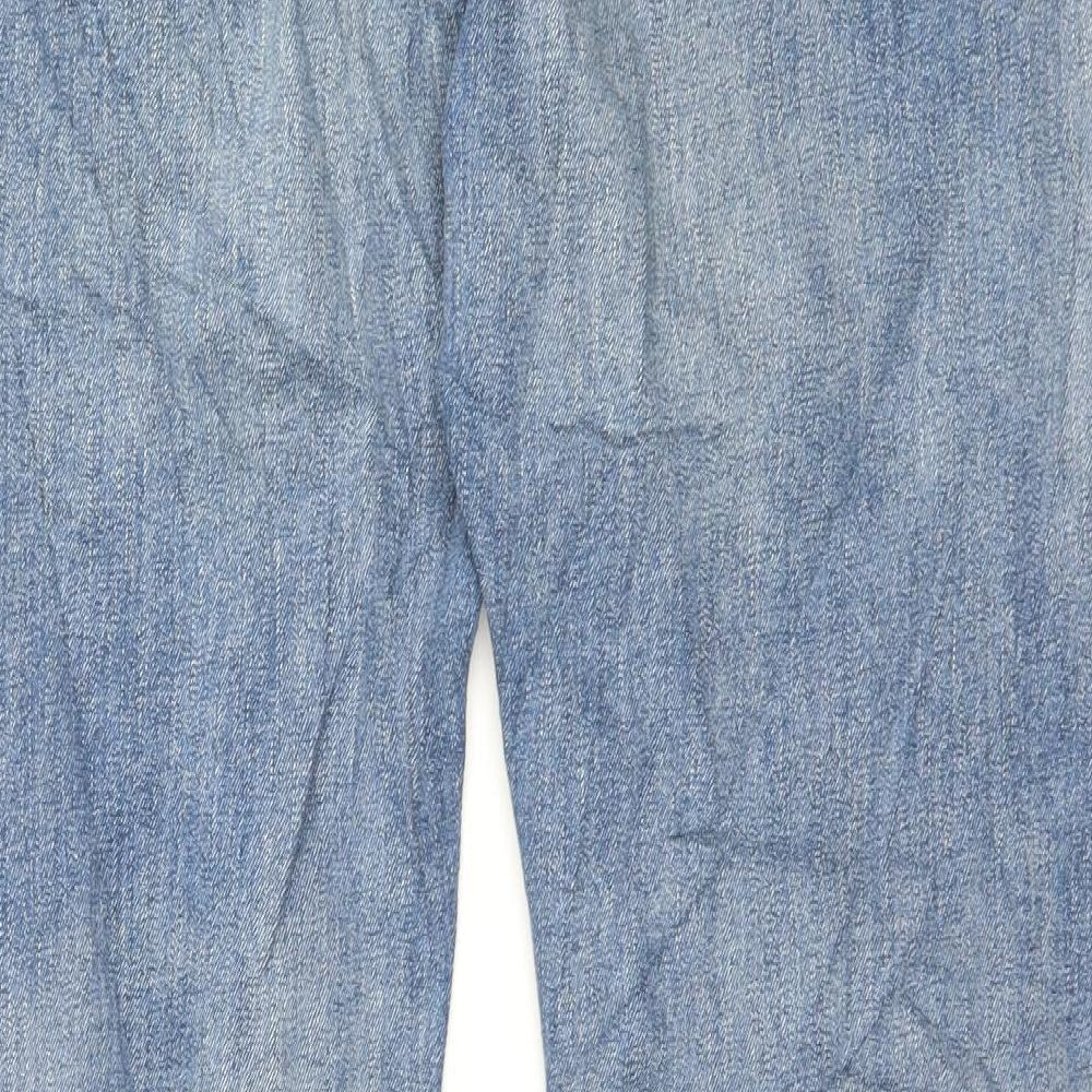 Marks and Spencer Mens Blue Cotton Straight Jeans Size 40 L33 in Regular Button - Long Leg