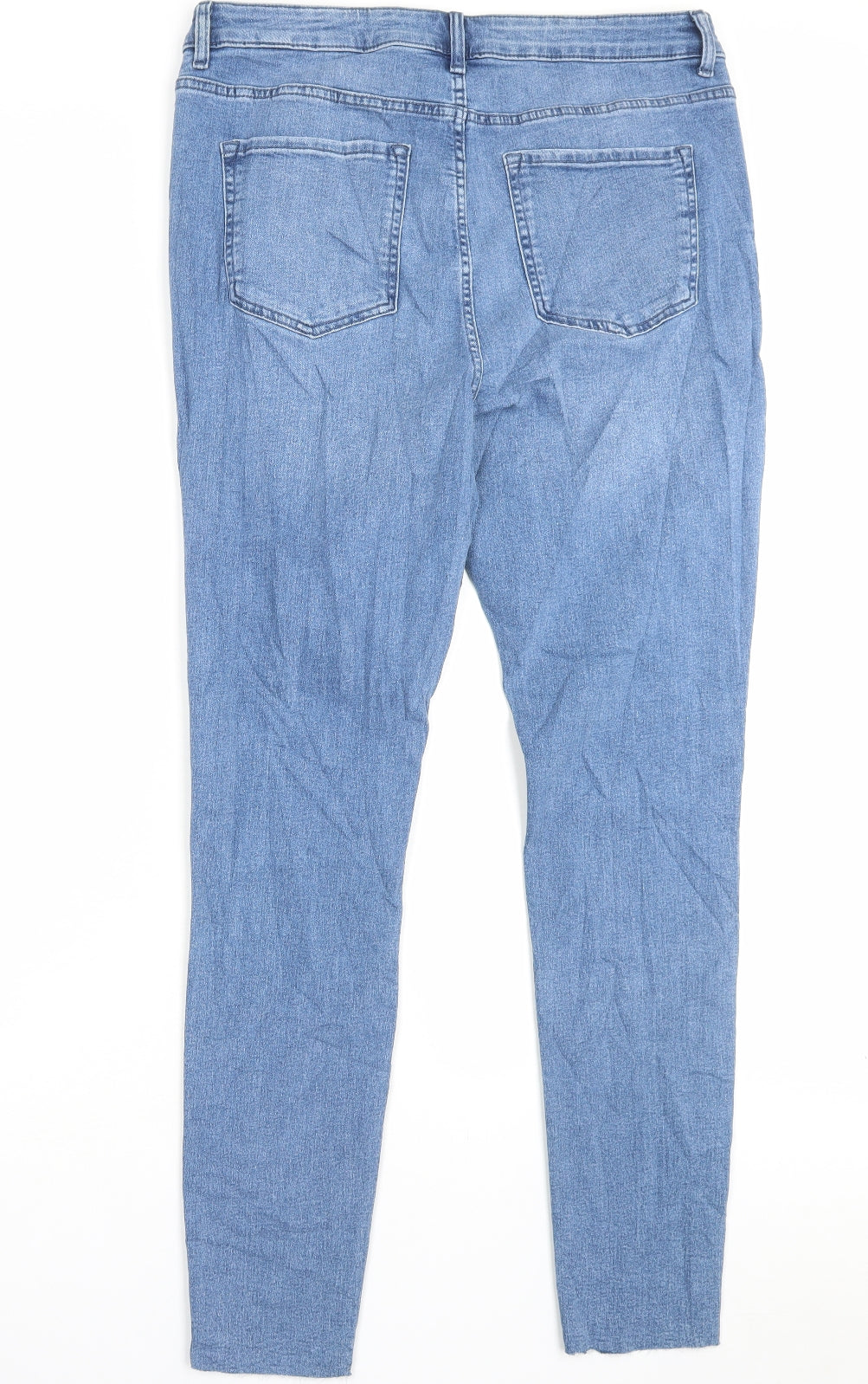 Marks and Spencer Womens Blue Cotton Skinny Jeans Size 16 L30 in Regular Button