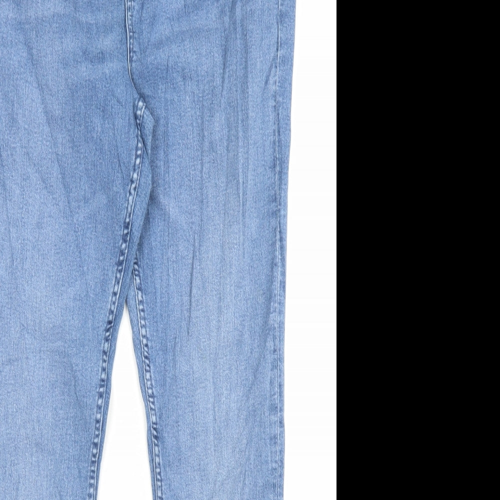 Marks and Spencer Womens Blue Cotton Skinny Jeans Size 16 L30 in Regular Button