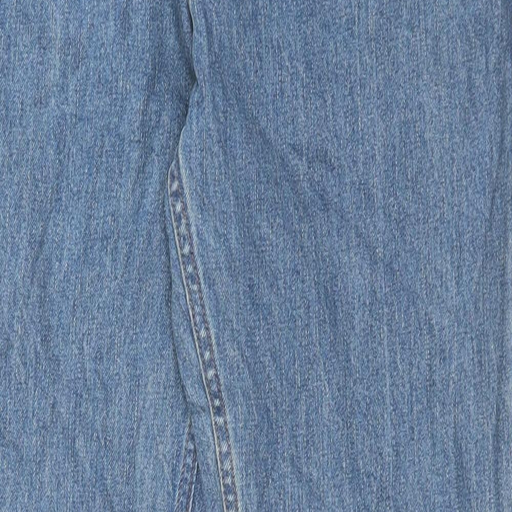 Marks and Spencer Mens Blue Cotton Straight Jeans Size 32 in L31 in Regular Button