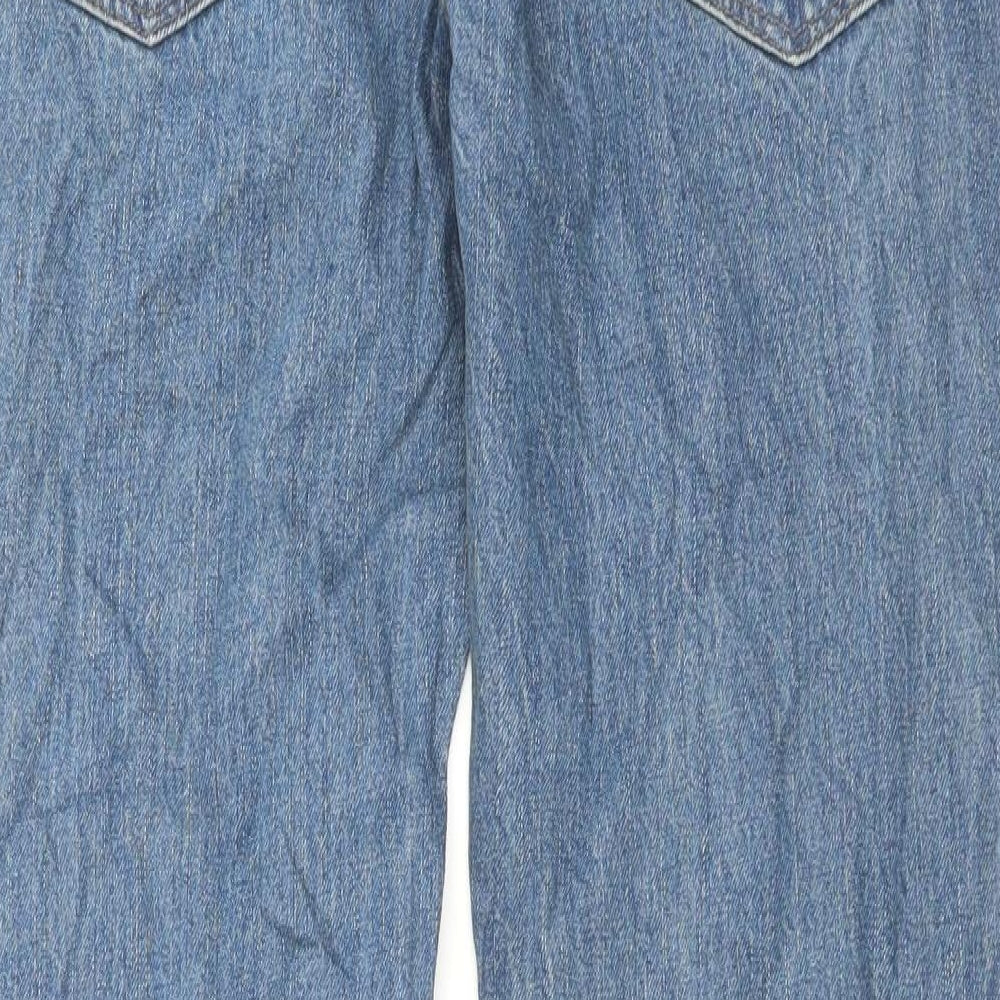 Marks and Spencer Mens Blue Cotton Straight Jeans Size 32 in L31 in Regular Button