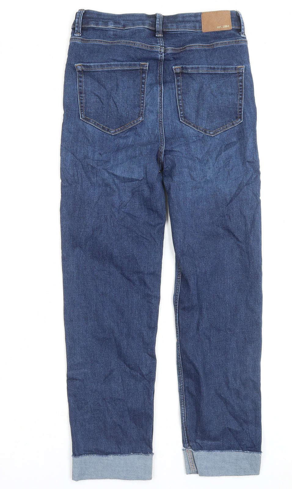 Marks and Spencer Womens Blue Cotton Straight Jeans Size 10 L26 in Regular Button