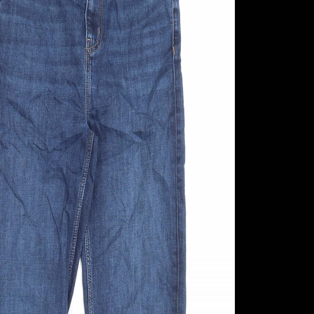Marks and Spencer Womens Blue Cotton Straight Jeans Size 10 L26 in Regular Button