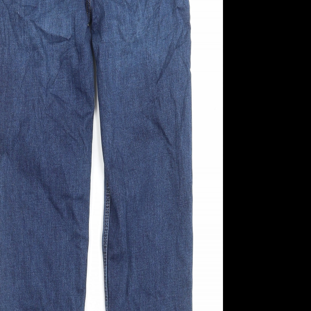 Marks and Spencer Womens Blue Cotton Straight Jeans Size 10 L26 in Regular Button
