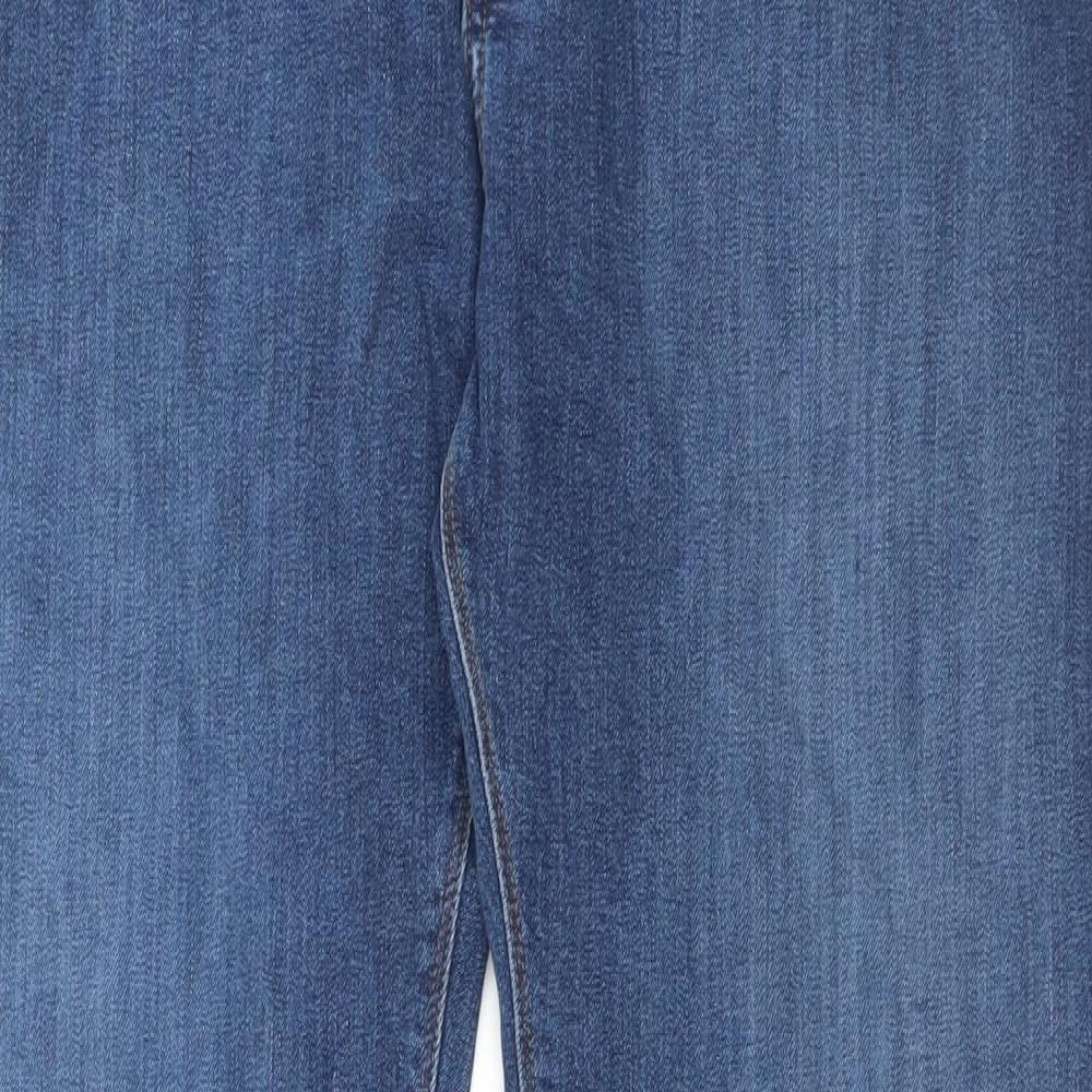Marks and Spencer Mens Blue Cotton Straight Jeans Size 36 in L33 in Regular Button - Long Leg