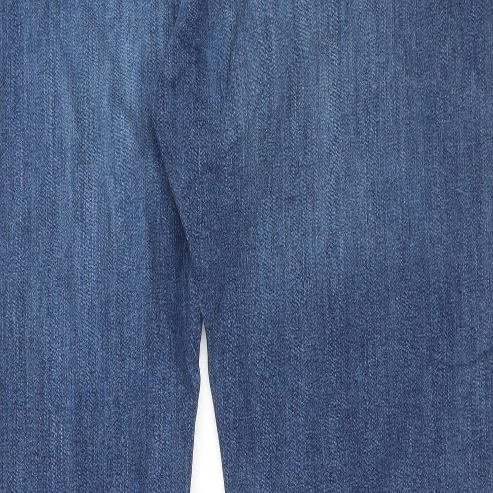 Marks and Spencer Mens Blue Cotton Straight Jeans Size 36 in L33 in Regular Button - Long Leg
