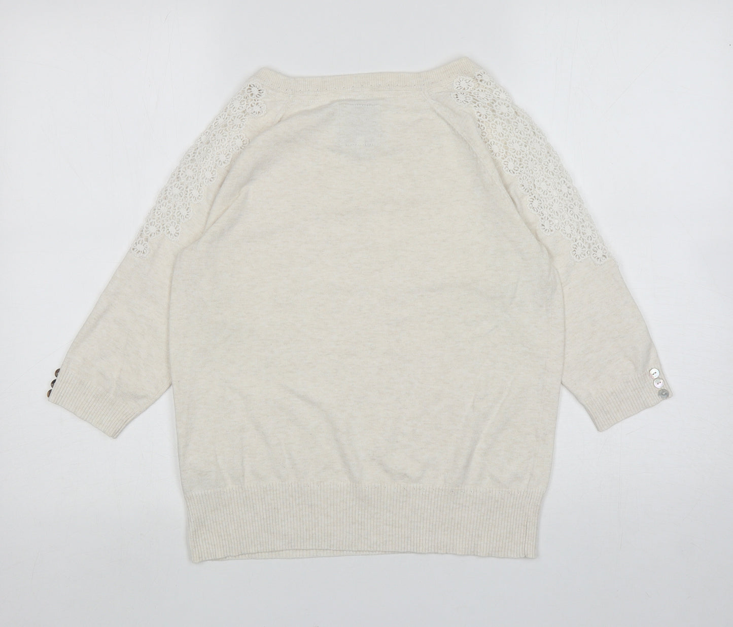 RJR. John Roche Womens Ivory Boat Neck Cotton Pullover Jumper Size 12