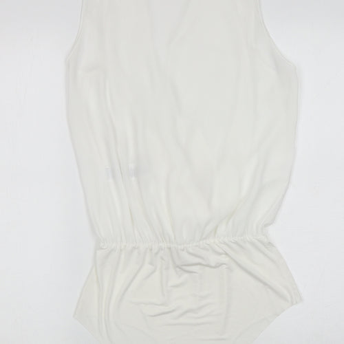 New Look Womens White Polyester Bodysuit One-Piece Size 10 L10 in Snap