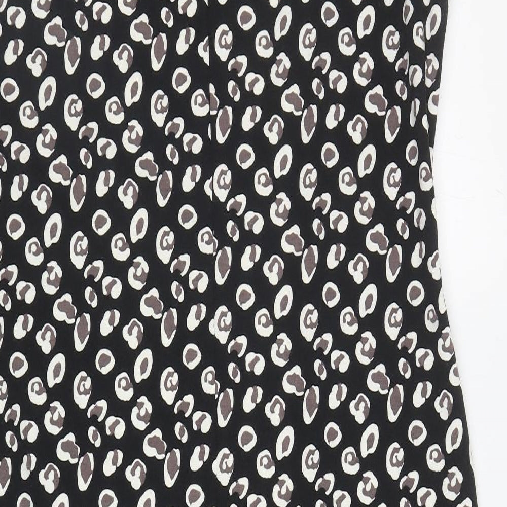 TU Womens Black Animal Print Polyester Bodycon Size 16 Boat Neck Button