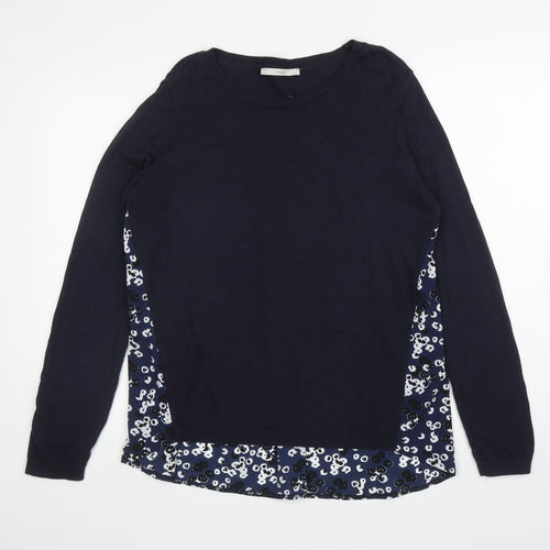 George Womens Blue Round Neck Floral Viscose Pullover Jumper Size 14