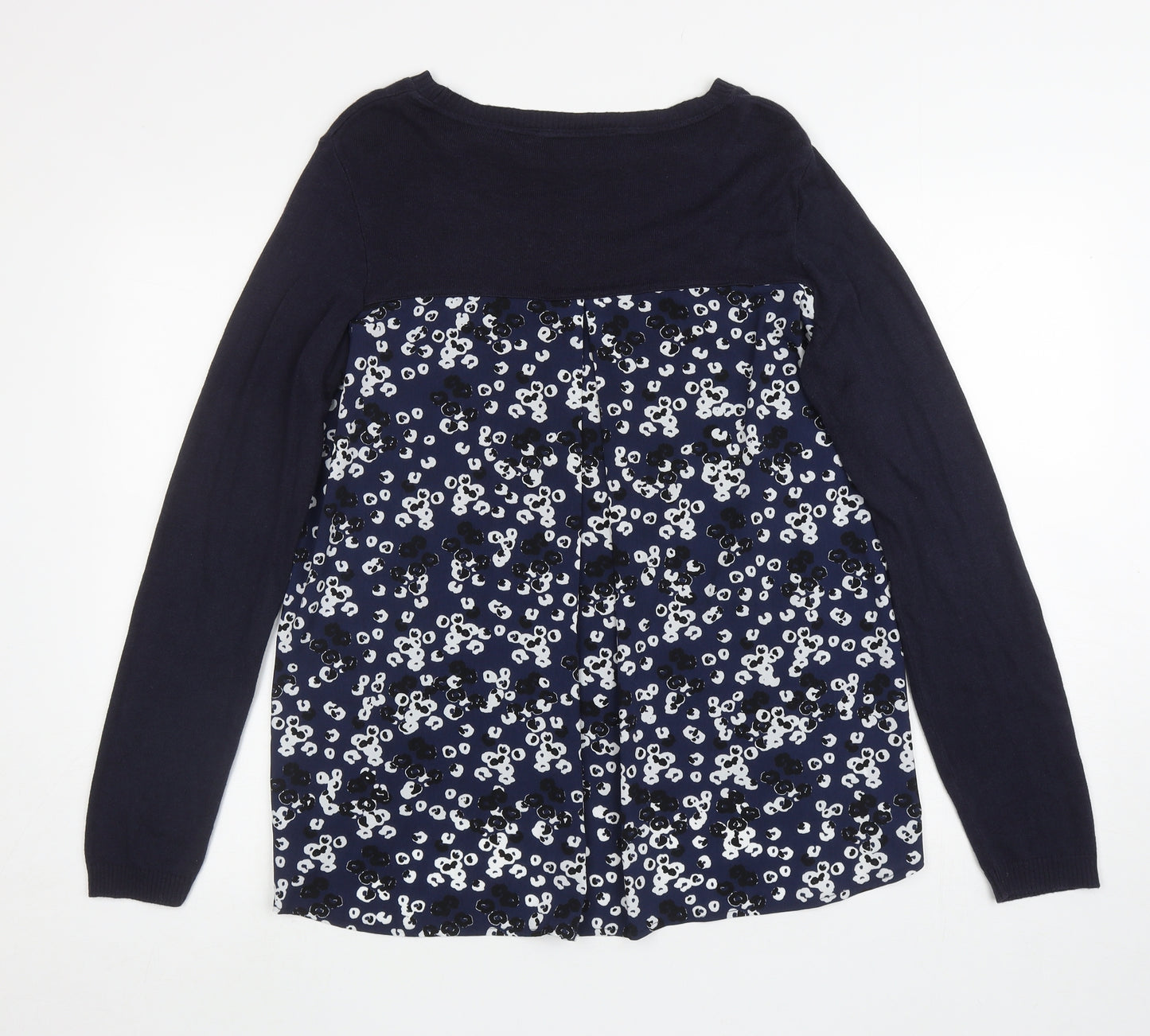 George Womens Blue Round Neck Floral Viscose Pullover Jumper Size 14