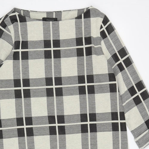 Atmosphere Womens Black Plaid Polyester A-Line Size 14 Boat Neck Pullover