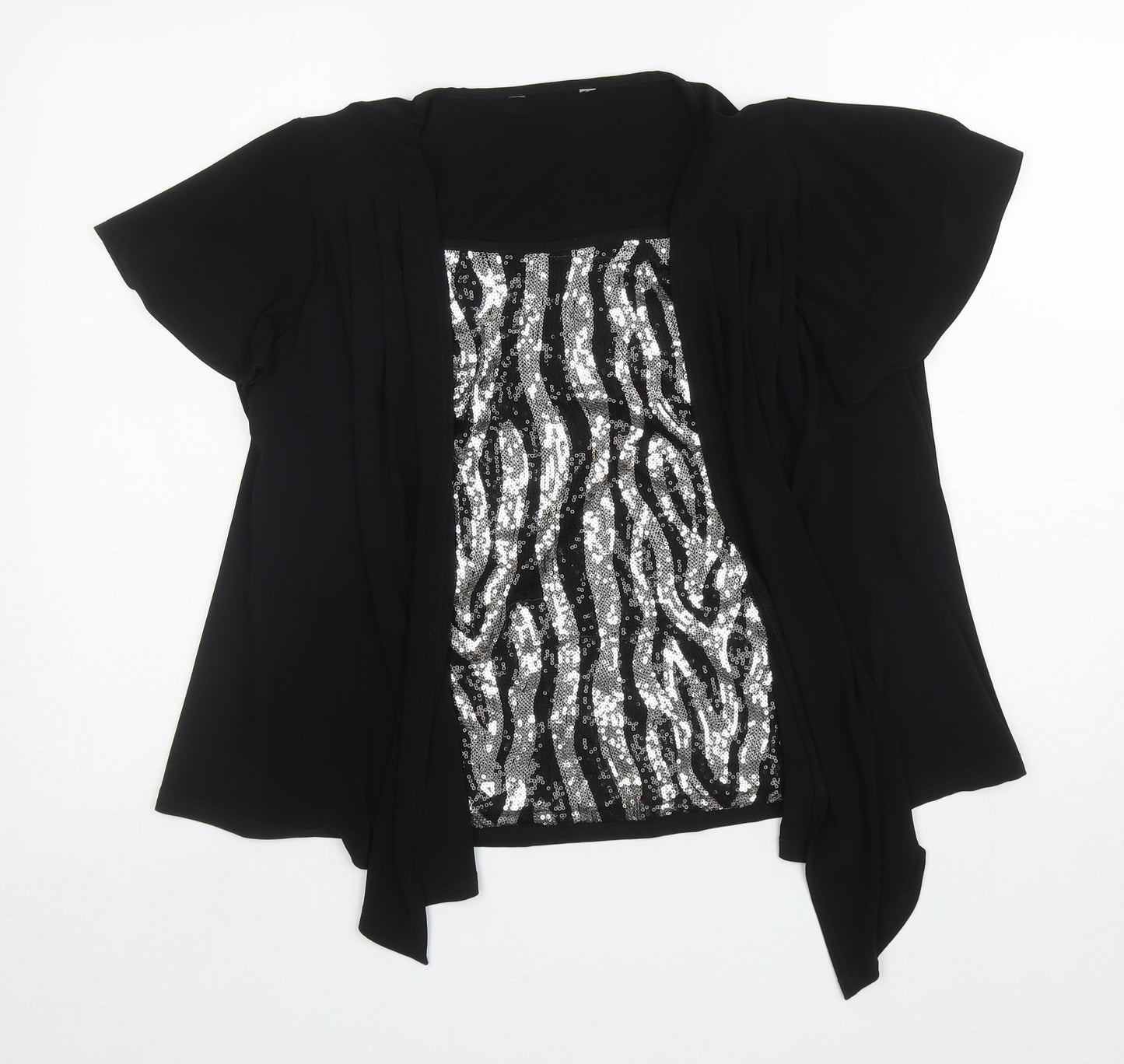Bonmarché Womens Black Polyester Basic Blouse Size 16 Square Neck