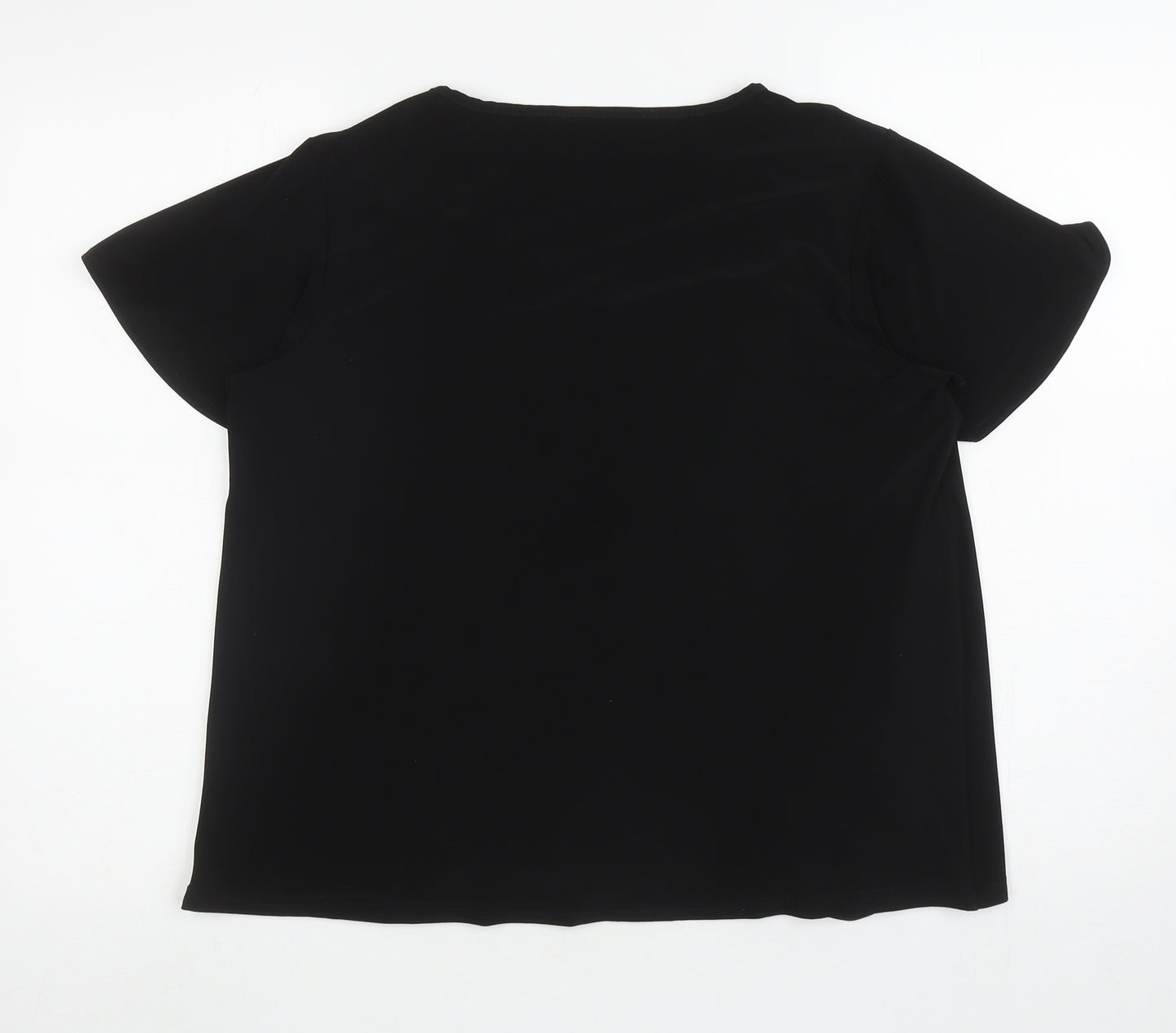 Bonmarché Womens Black Polyester Basic Blouse Size 16 Square Neck