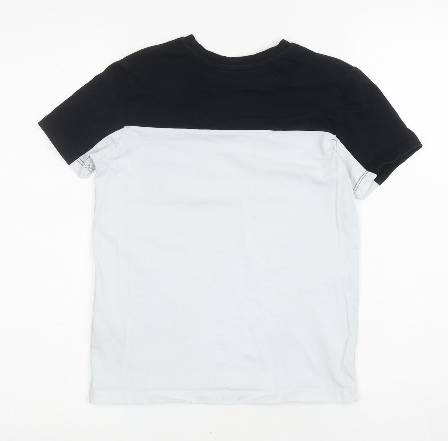 George Boys Black Colourblock Cotton Ringer T-Shirt Size 9-10 Years Round Neck Pullover - Future Icon