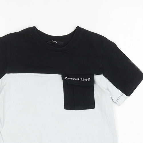 George Boys Black Colourblock Cotton Ringer T-Shirt Size 9-10 Years Round Neck Pullover - Future Icon