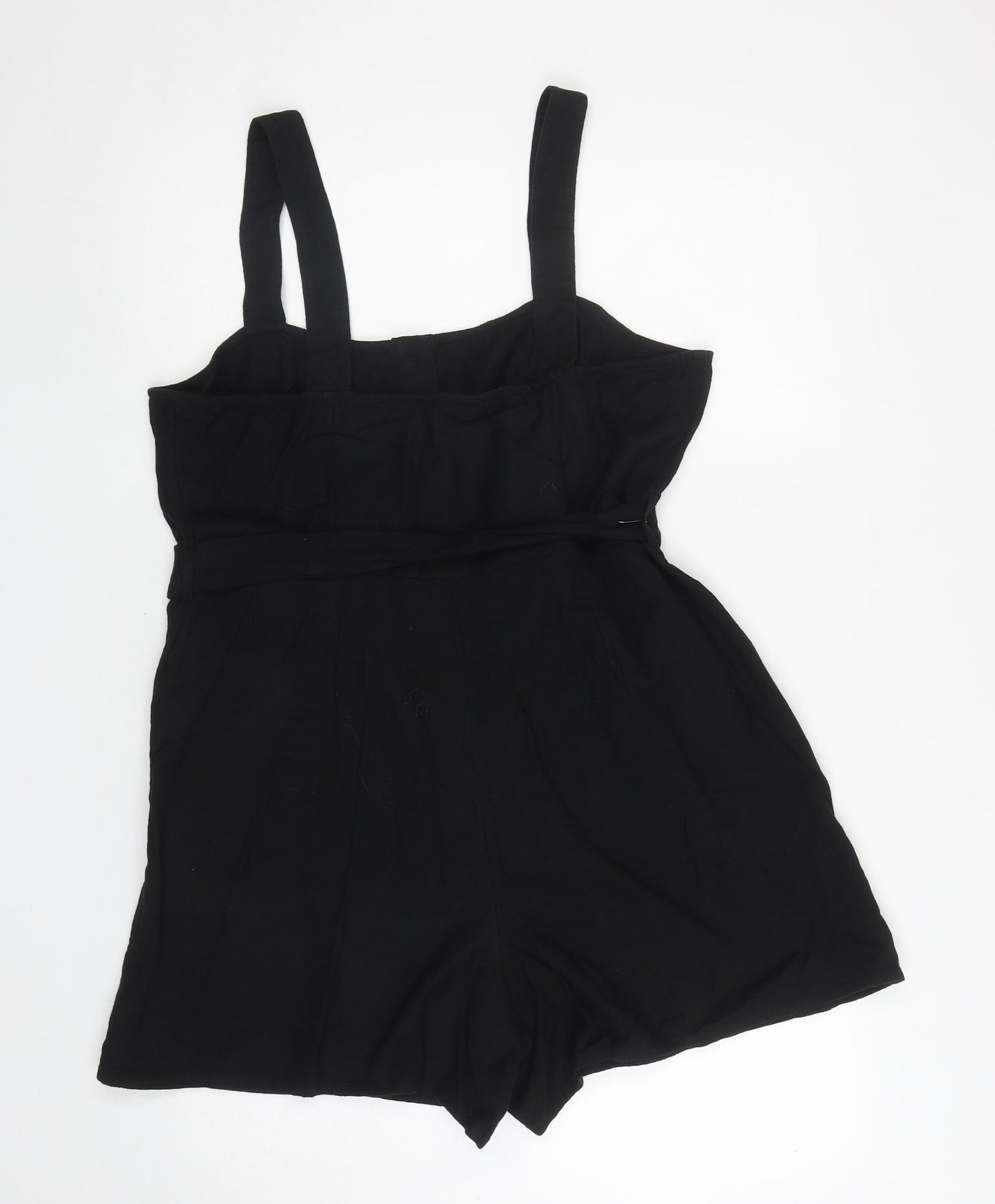 New Look Womens Black Cotton Playsuit One-Piece Size 12 L4 in Button