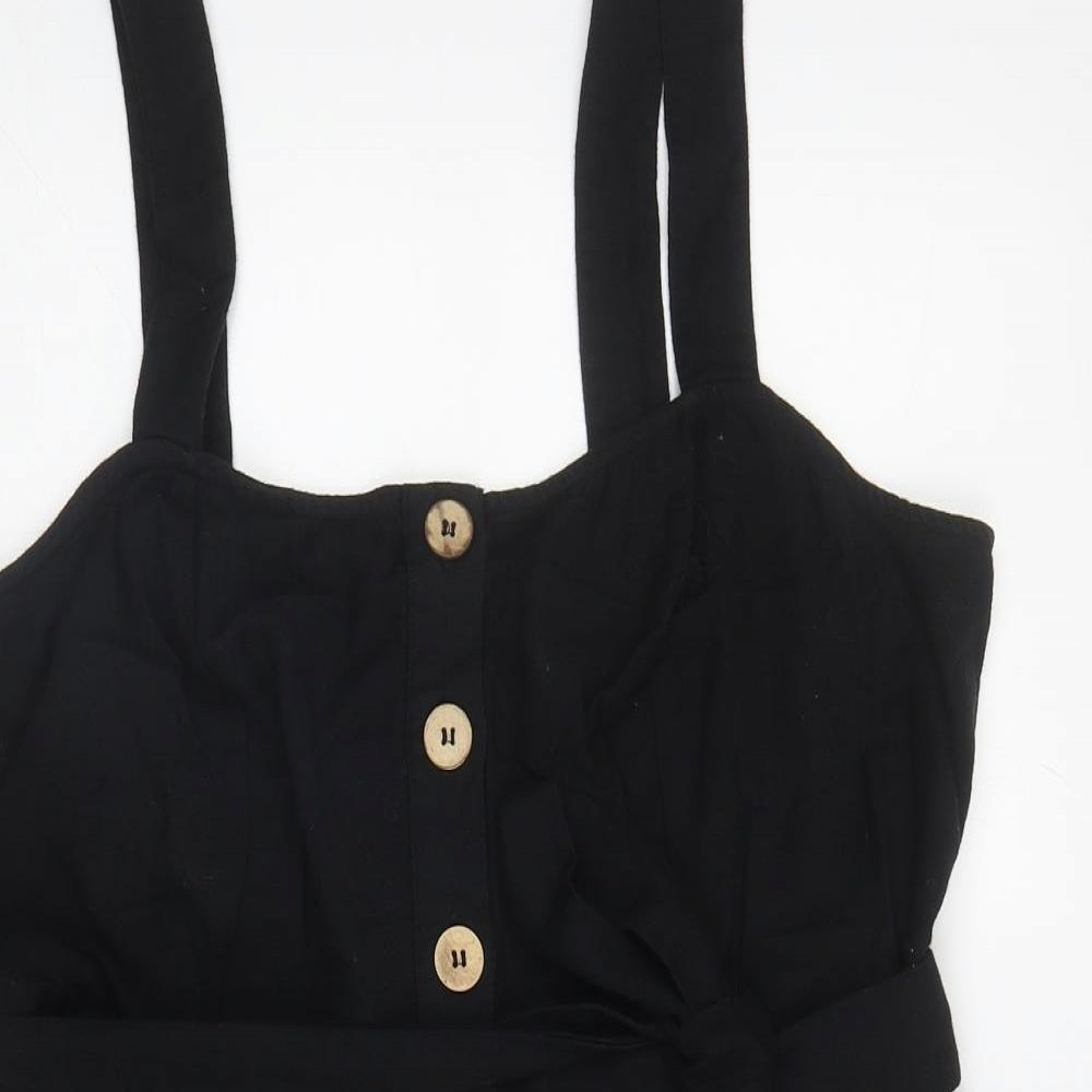 New Look Womens Black Cotton Playsuit One-Piece Size 12 L4 in Button