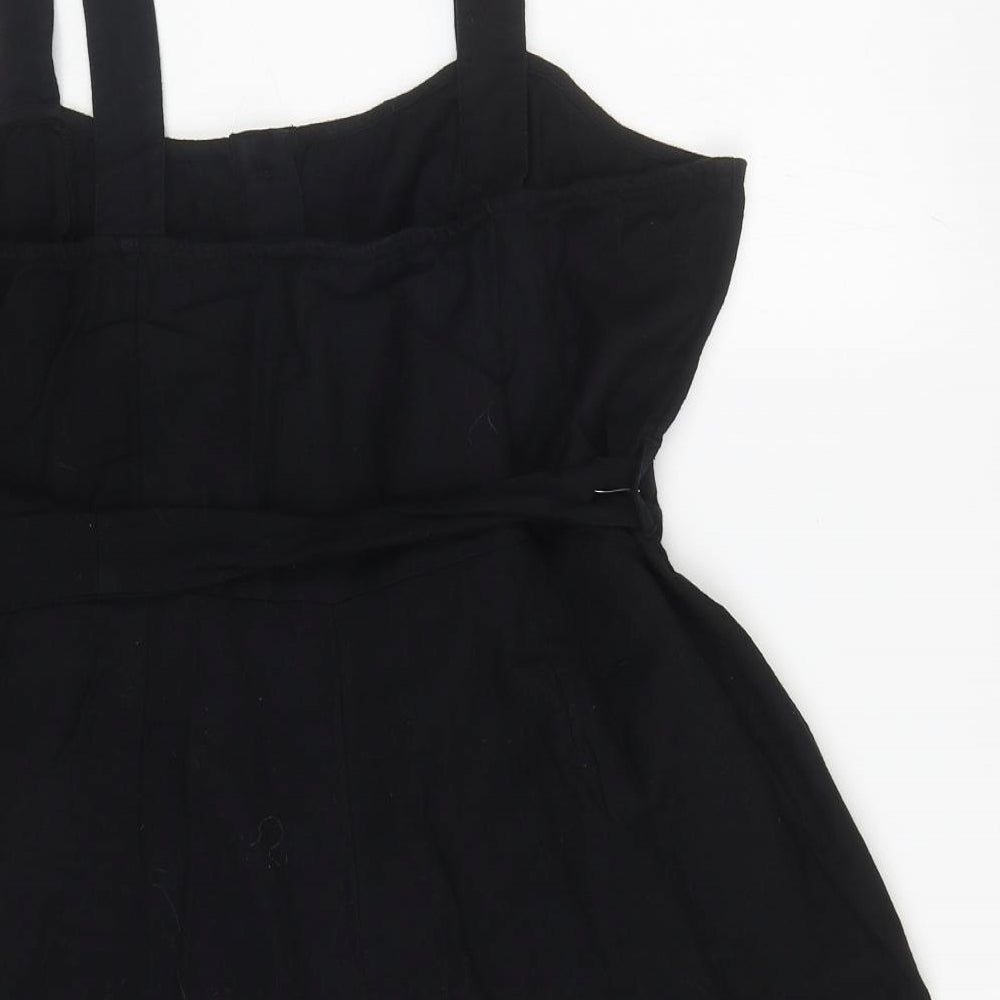 New Look Womens Black Cotton Playsuit One-Piece Size 12 L4 in Button