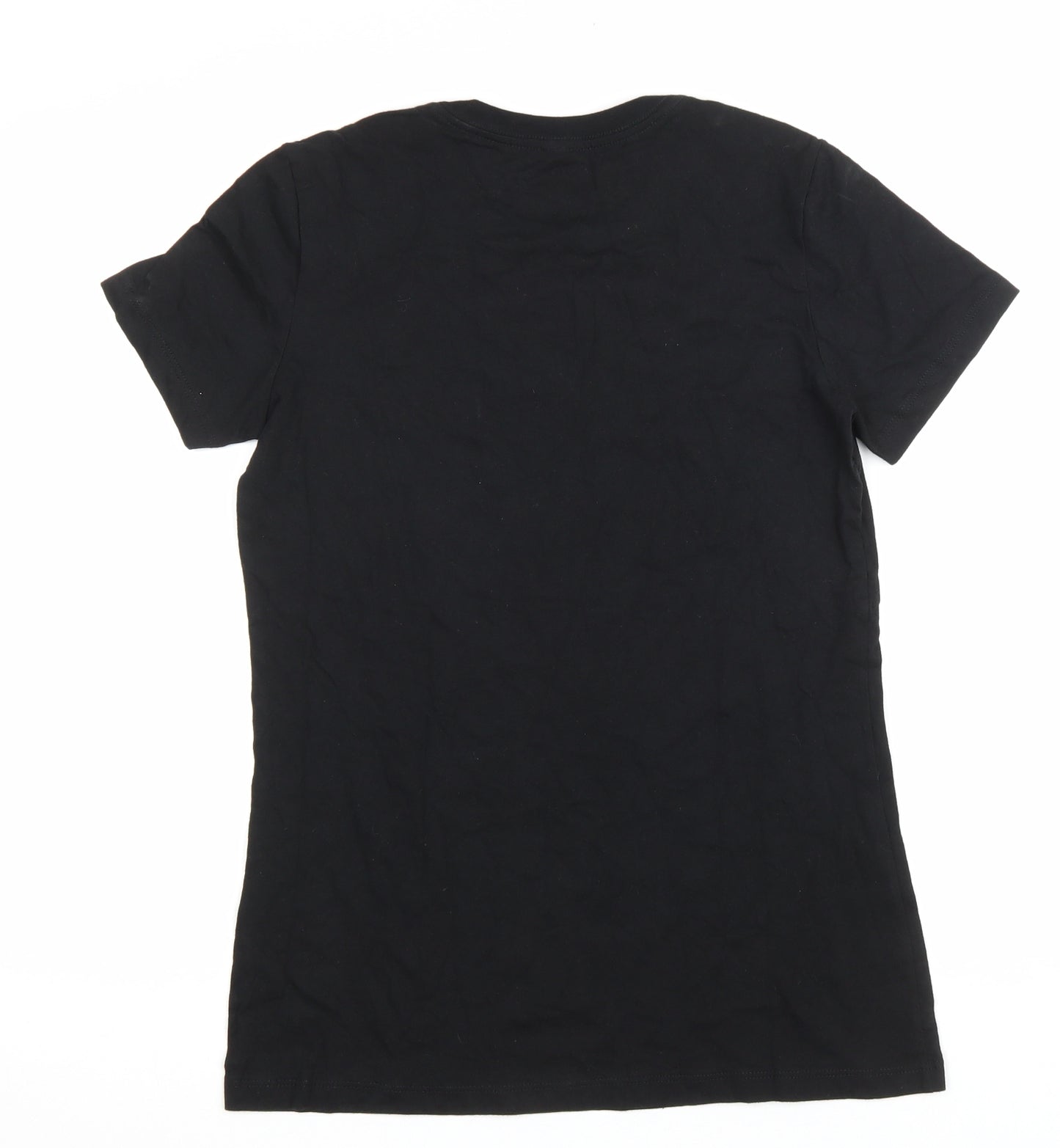 Threadless Womens Black Cotton Basic T-Shirt Size L Round Neck - Lion fumes