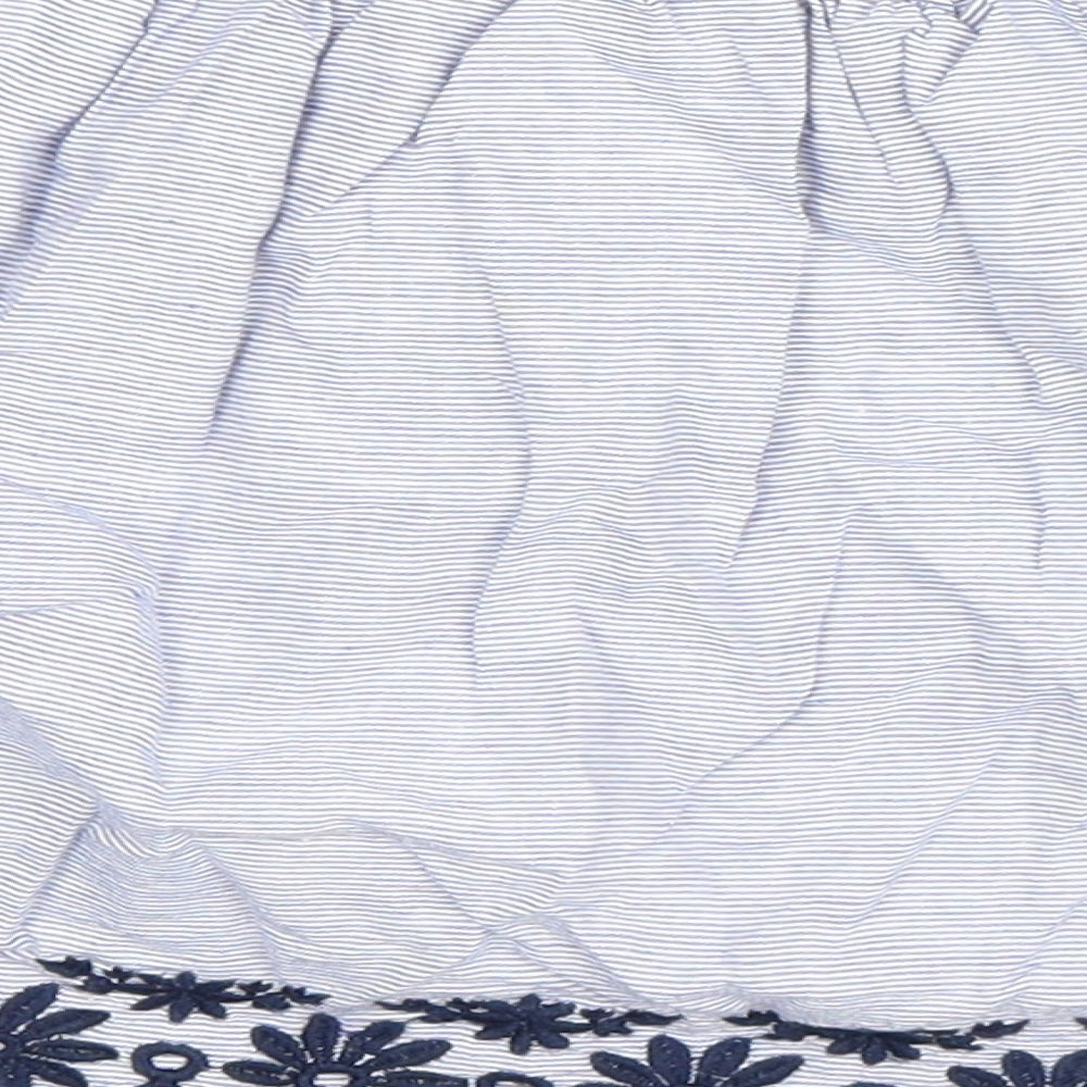 George Girls Blue Striped Polyester Flare Skirt Size 7-8 Years Regular Pull On