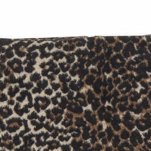 Miss Selfridge Womens Brown Animal Print Polyester A-Line Skirt Size 12 Zip - Leopard Print