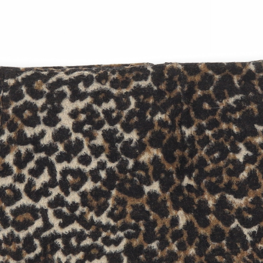Miss Selfridge Womens Brown Animal Print Polyester A-Line Skirt Size 12 Zip - Leopard Print