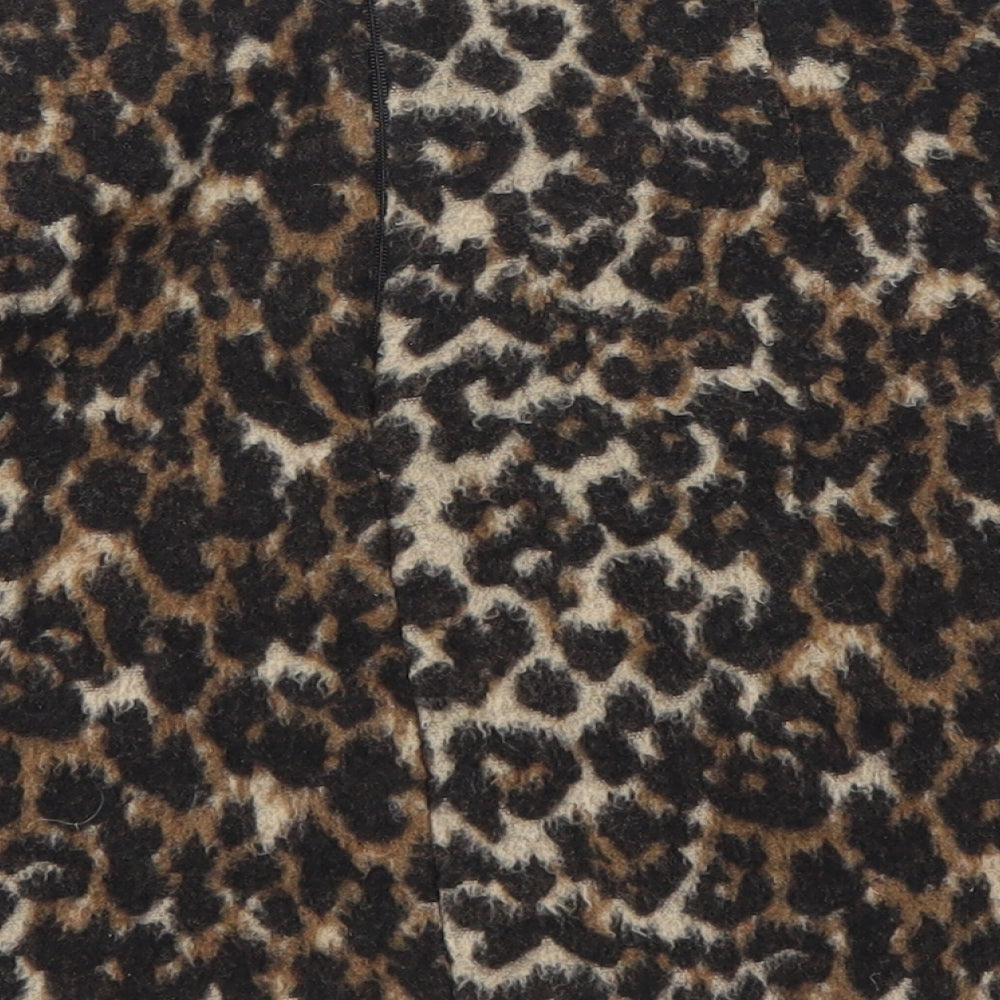 Miss Selfridge Womens Brown Animal Print Polyester A-Line Skirt Size 12 Zip - Leopard Print