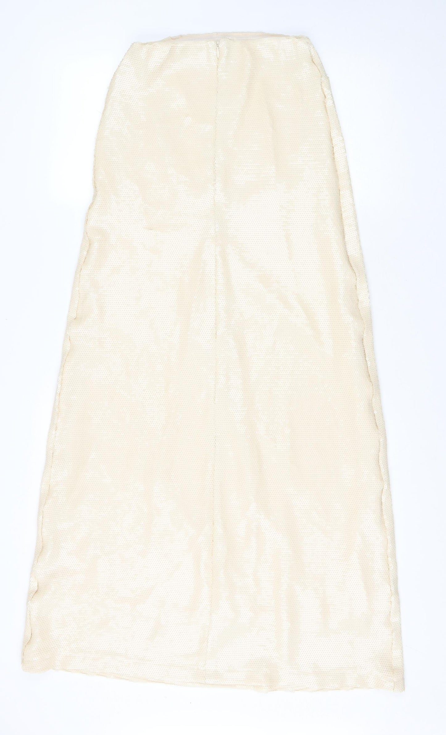 Zara Womens Ivory Polyester A-Line Skirt Size S Zip