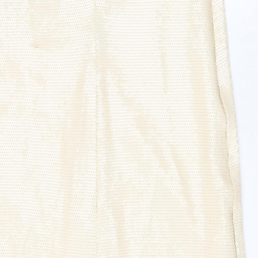 Zara Womens Ivory Polyester A-Line Skirt Size S Zip