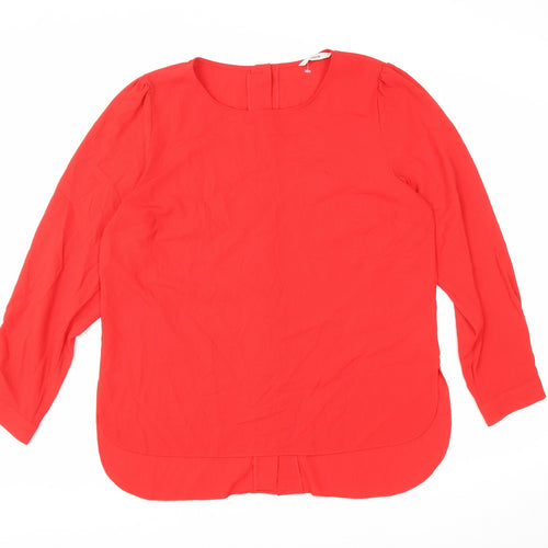 George Womens Red Polyester Basic Button-Up Size 14 Scoop Neck