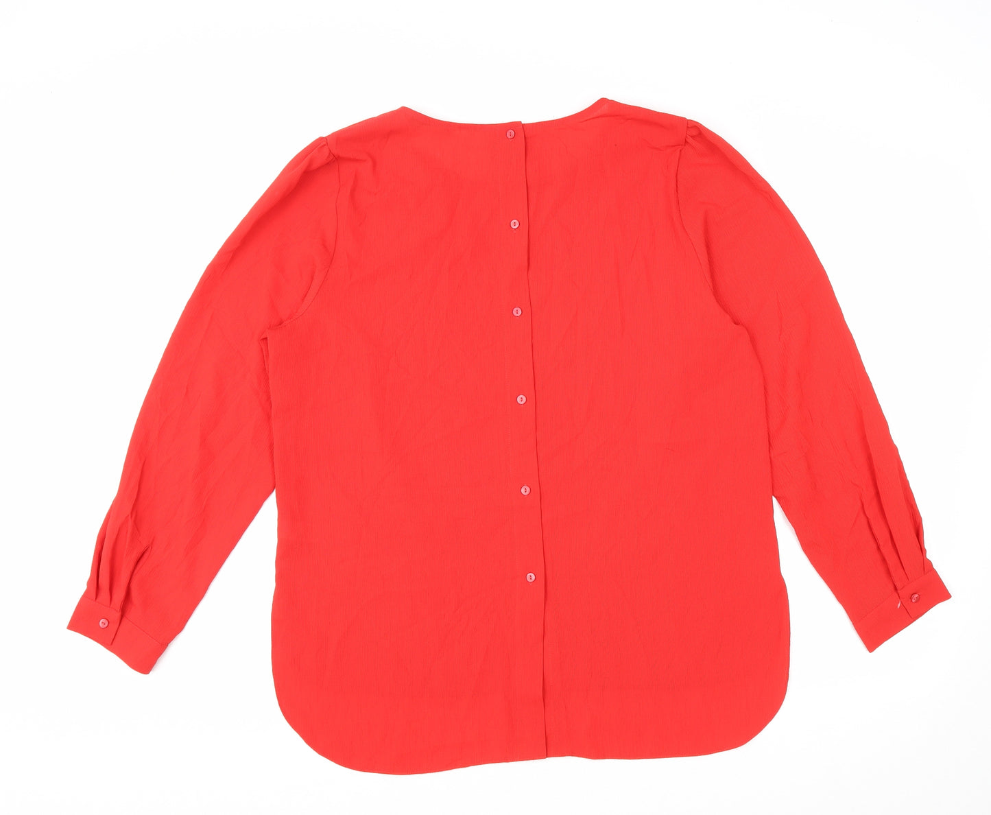 George Womens Red Polyester Basic Button-Up Size 14 Scoop Neck