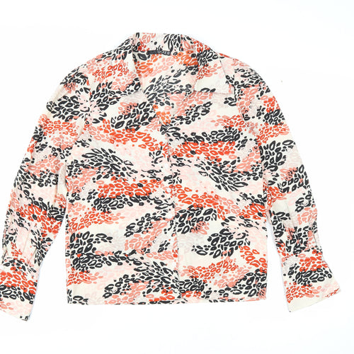 Boohoo Womens Multicoloured Animal Print Polyester Basic Button-Up Size 6 Collared - Leopard Print