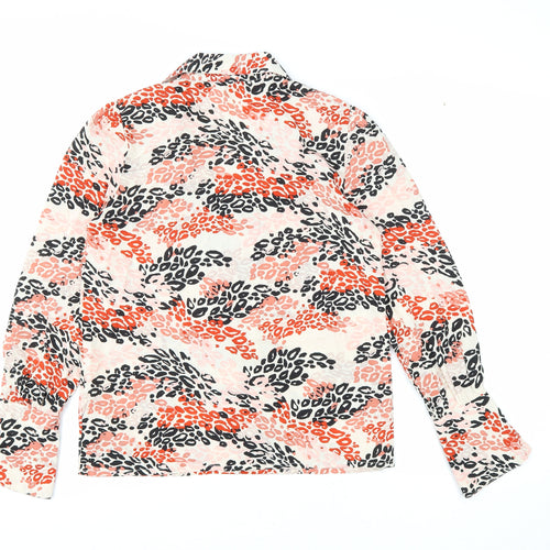 Boohoo Womens Multicoloured Animal Print Polyester Basic Button-Up Size 6 Collared - Leopard Print
