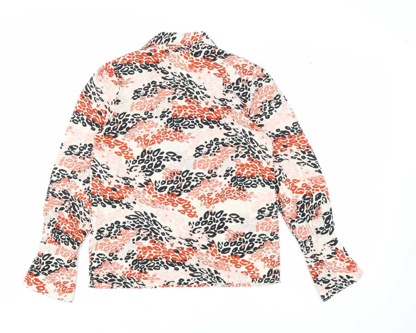 Boohoo Womens Multicoloured Animal Print Polyester Basic Button-Up Size 6 Collared - Leopard Print