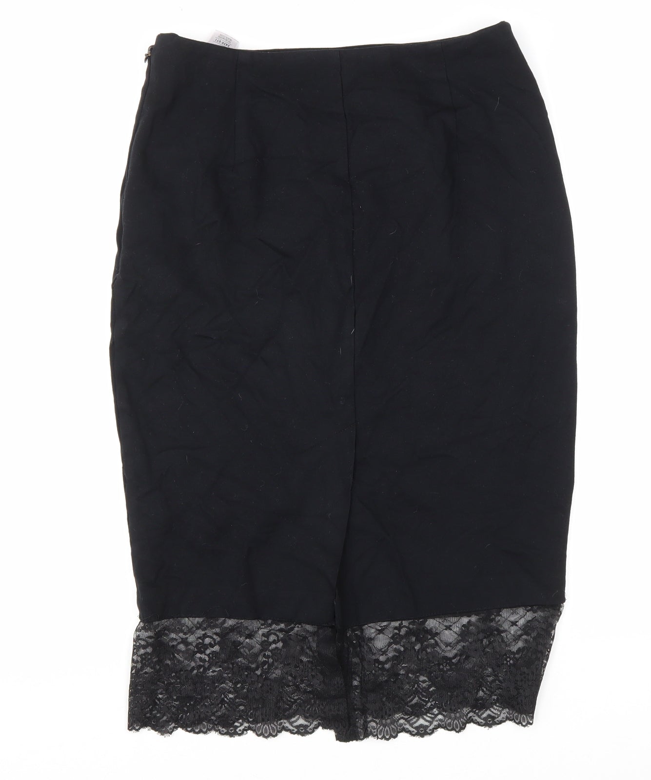 Marks and Spencer Womens Black Polyester Straight & Pencil Skirt Size 12 Zip - Lace Trim
