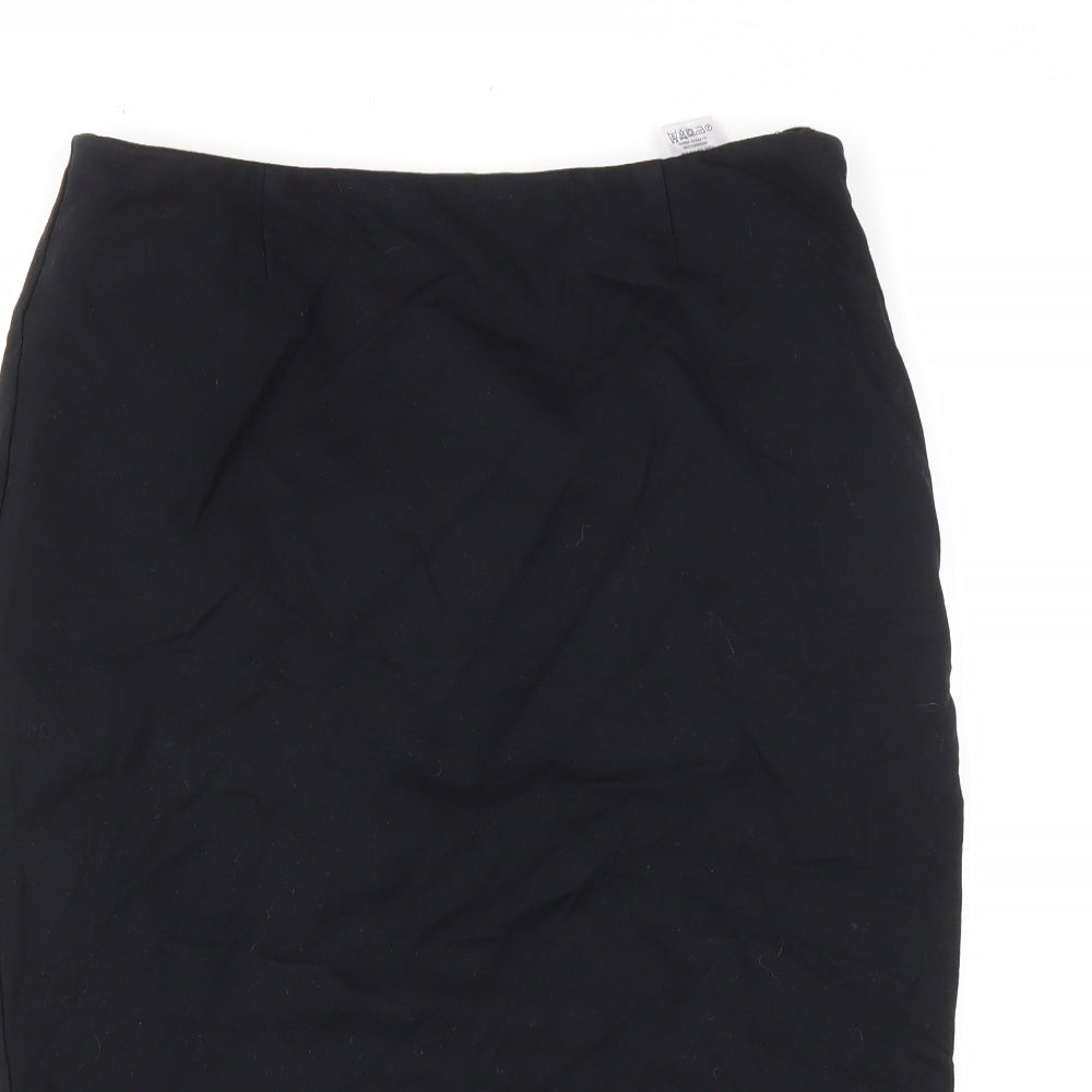 Marks and Spencer Womens Black Polyester Straight & Pencil Skirt Size 12 Zip - Lace Trim